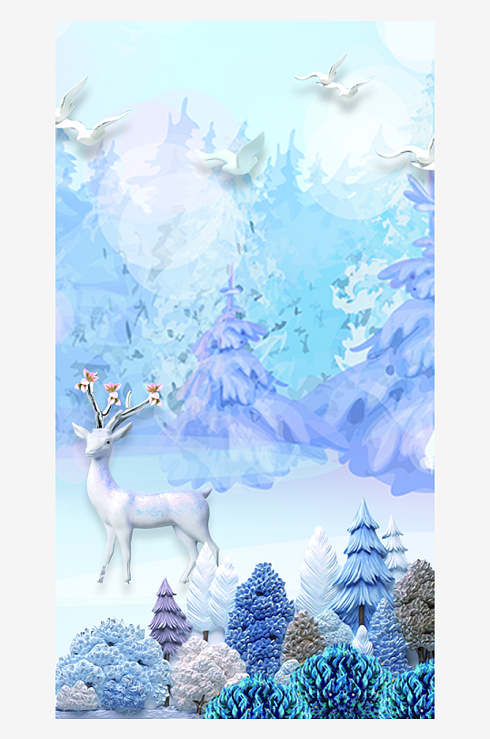 森系背景装饰画图片-众图网