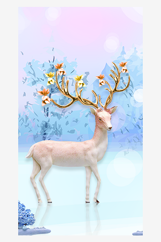 森系背景装饰画图片-众图网