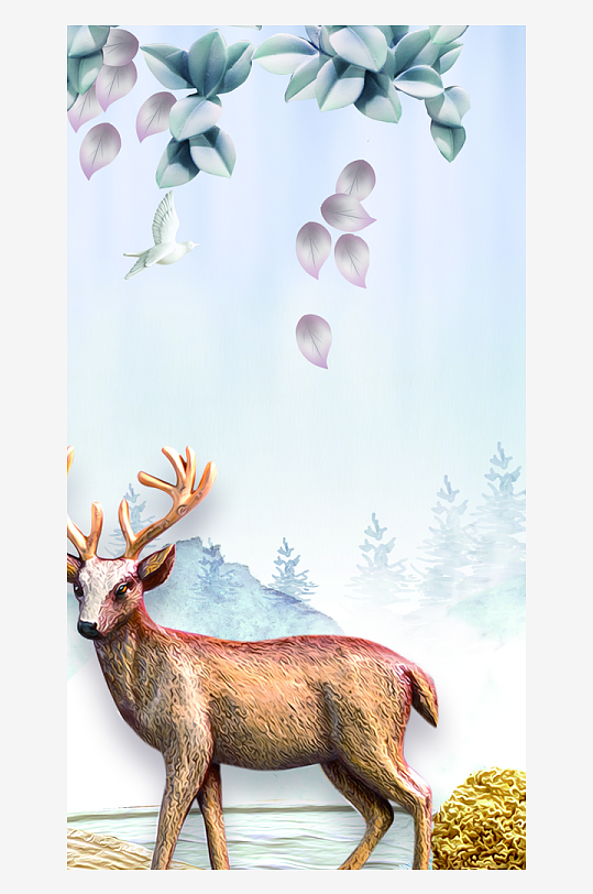 森系背景装饰画图片-众图网