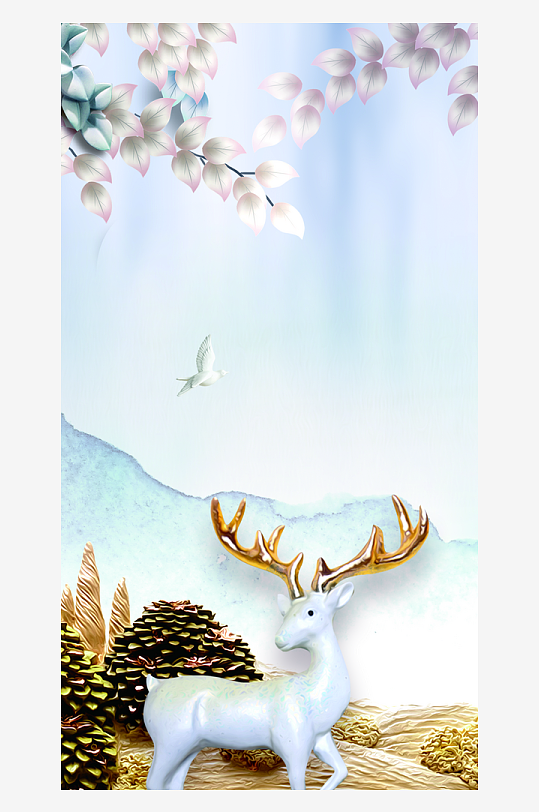 森系背景装饰画图片-众图网