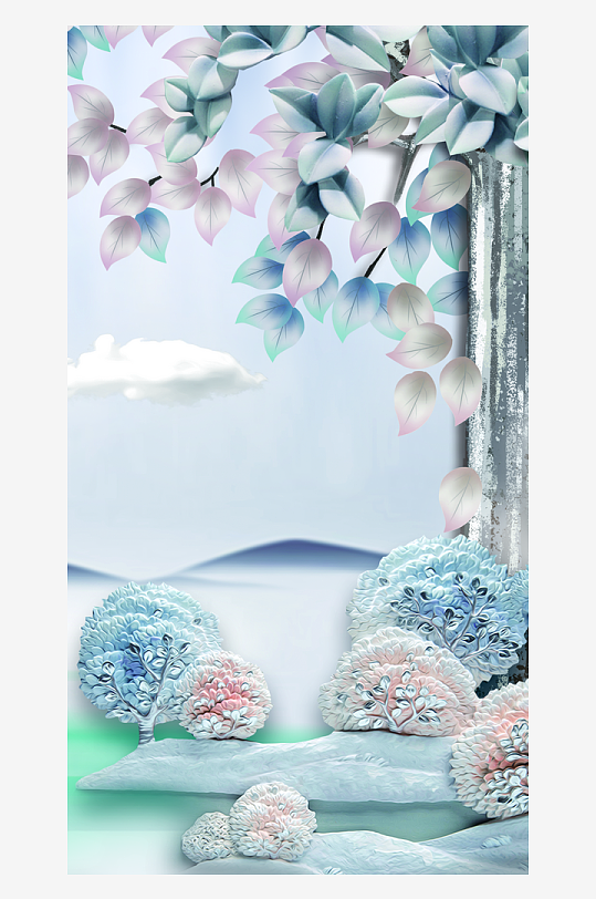 森系背景装饰画图片-众图网