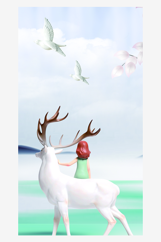 森系背景装饰画图片-众图网