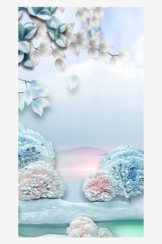 森系背景装饰画图片-众图网