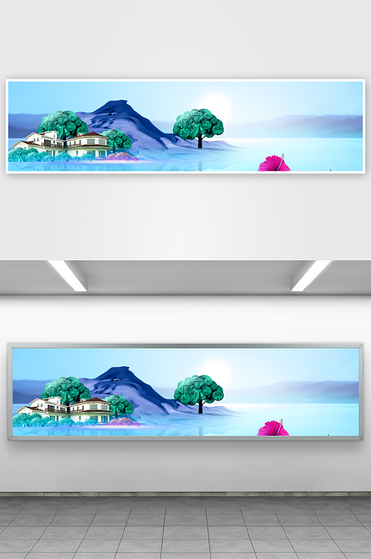 大自然风景画背景装饰画图片-众图网