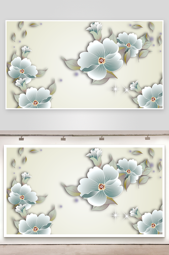 立体花卉背景墙装饰画-众图网