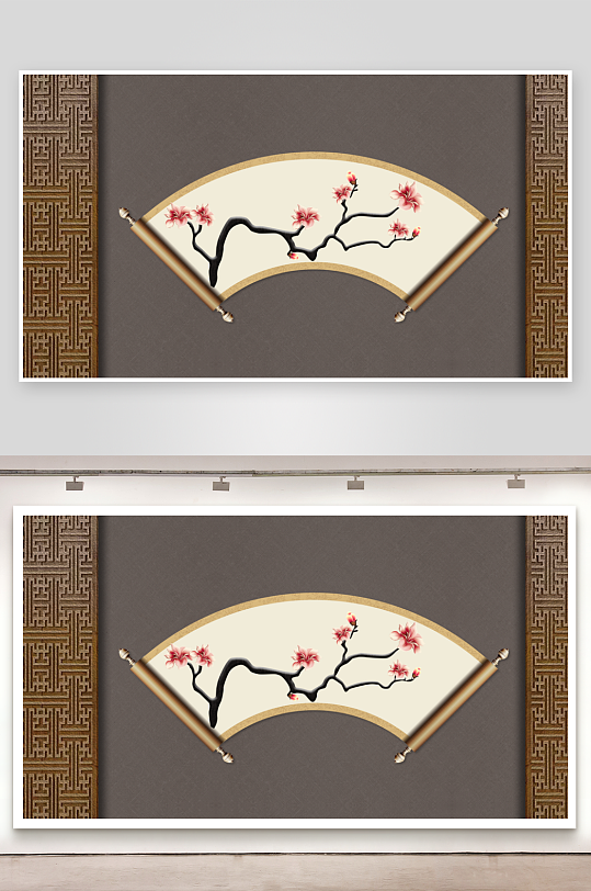 唯美花卉背景墙装饰画-众图网