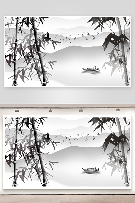 唯美古风背景墙装饰画-众图网