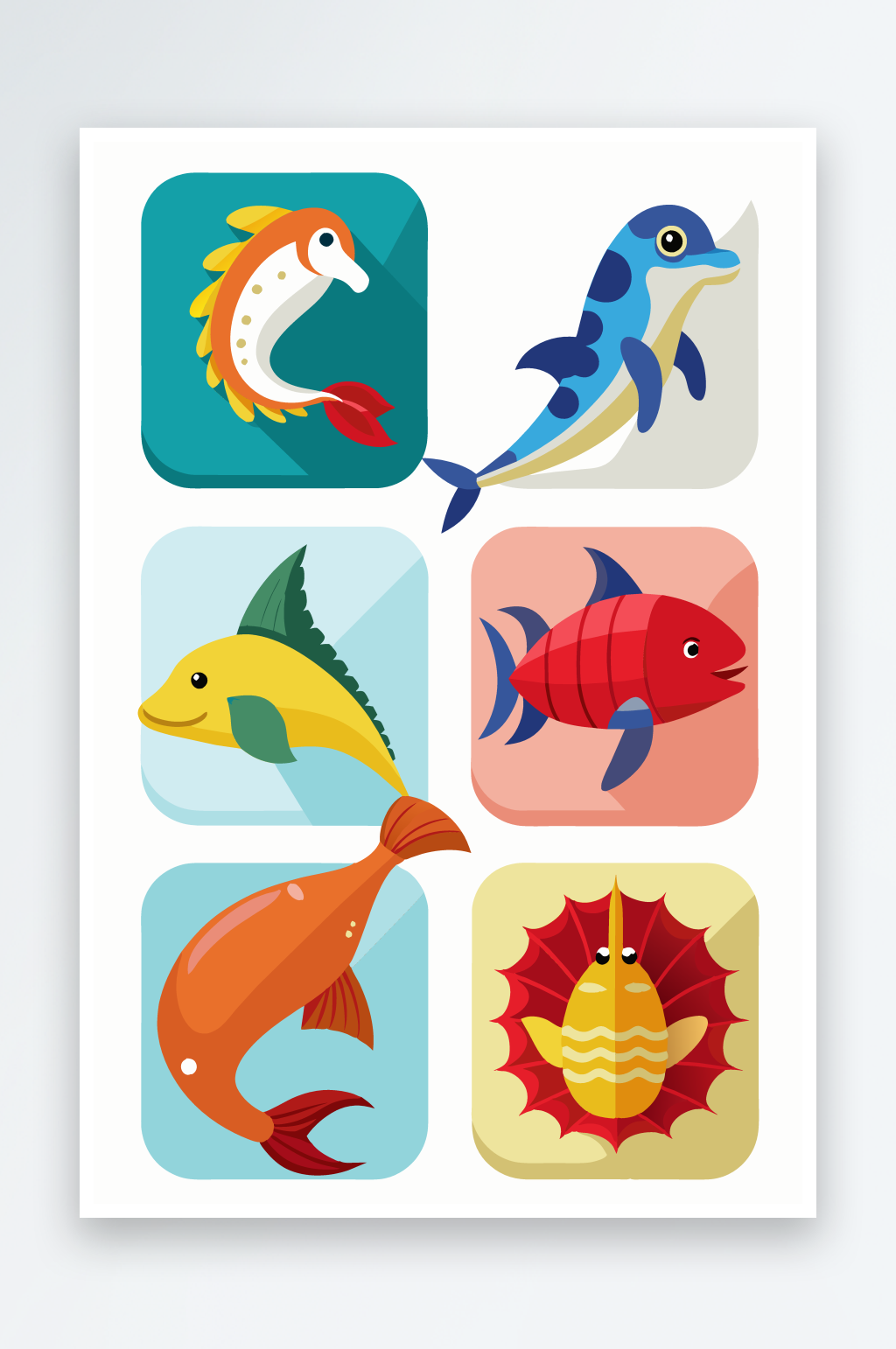 鱼海鱼矢量图标插画素材
