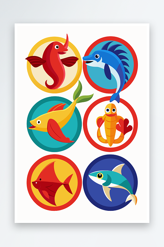 鱼海鱼矢量图标插画元素-众图网