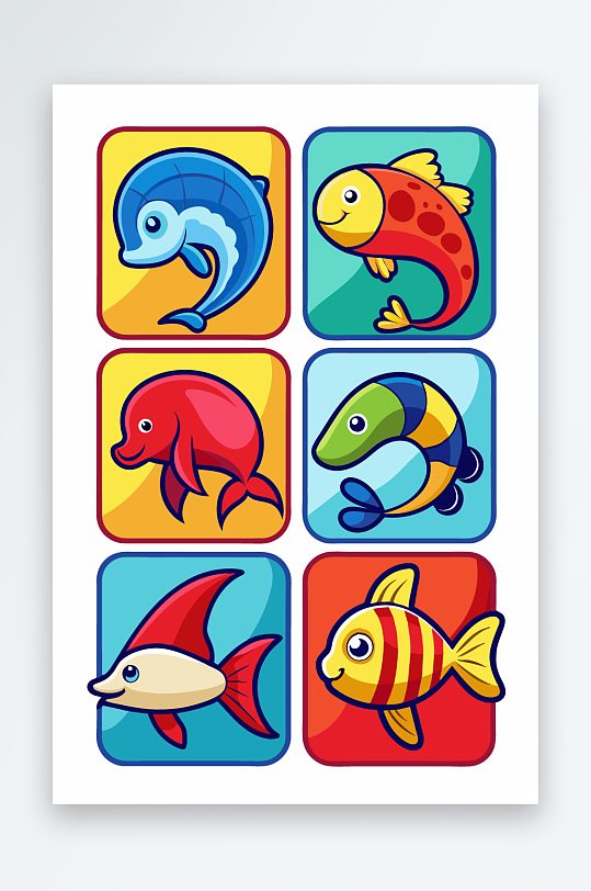 鱼海鱼矢量图标插画-众图网