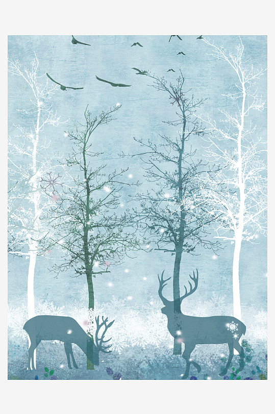 森系风景画背景装饰画图片-众图网