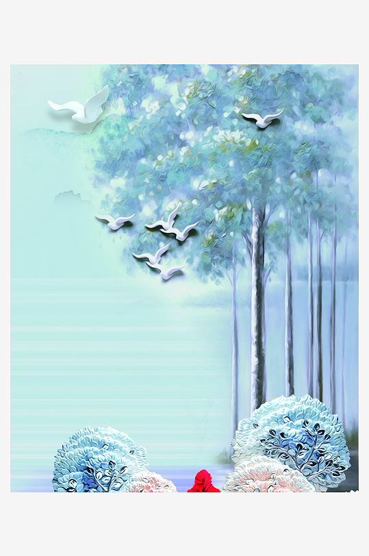 森系风景画背景装饰画图片-众图网