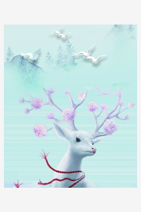 森系风景画背景装饰画图片-众图网