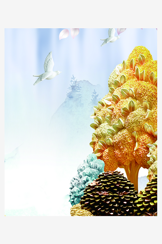 森系风景画背景装饰画图片-众图网