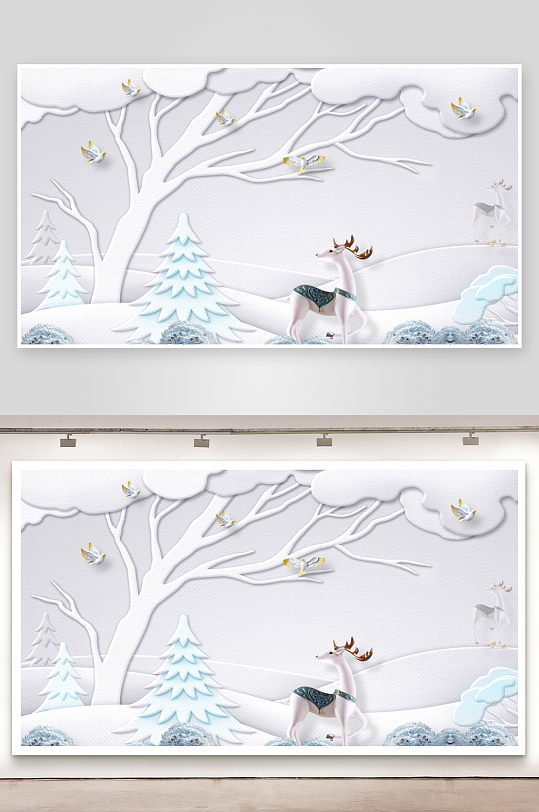 森系风景画背景装饰画-众图网