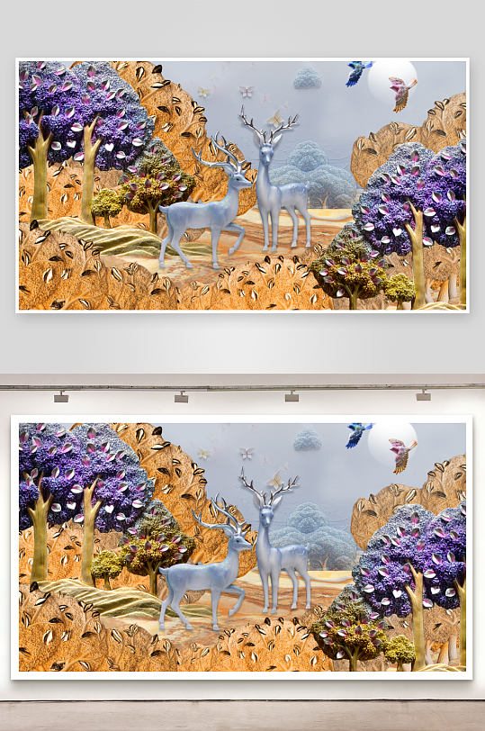 森系风景画背景装饰画-众图网