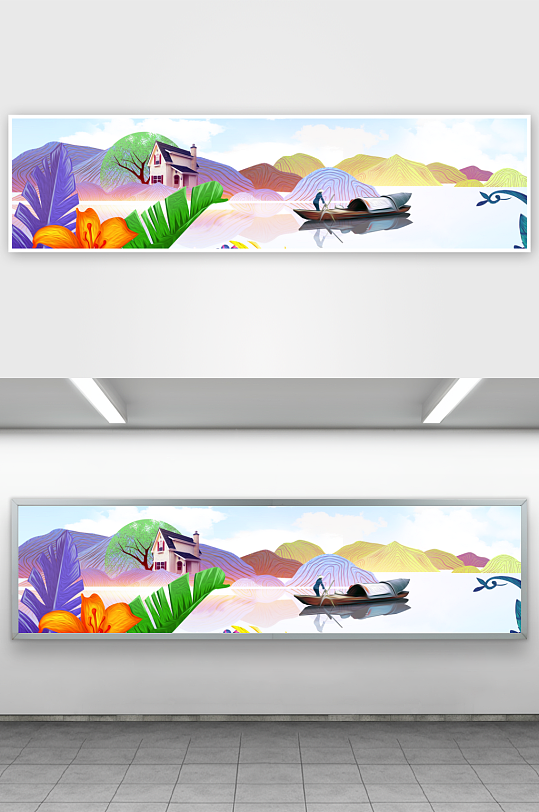 自然风景画背景装饰画图片-众图网