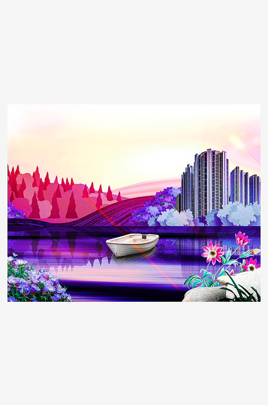 自然风景画背景装饰画-众图网