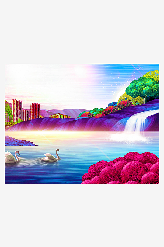 自然风景画背景装饰画-众图网