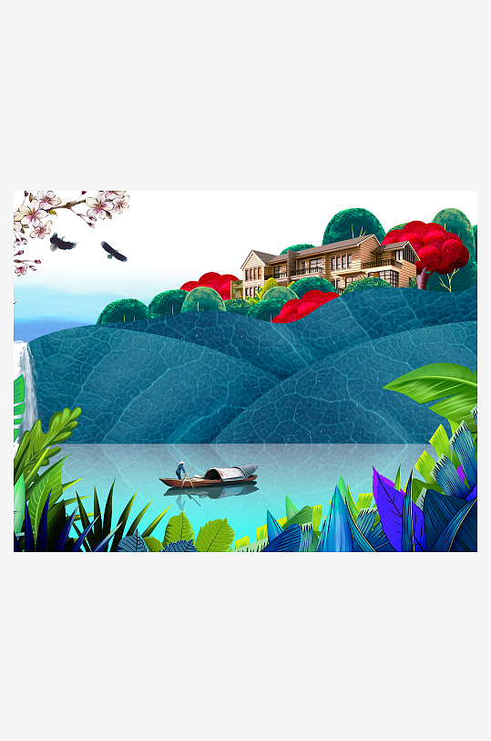 自然风景画背景装饰画-众图网