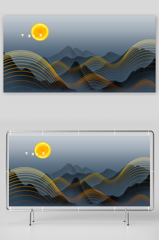 中式山水风景画装饰画-众图网