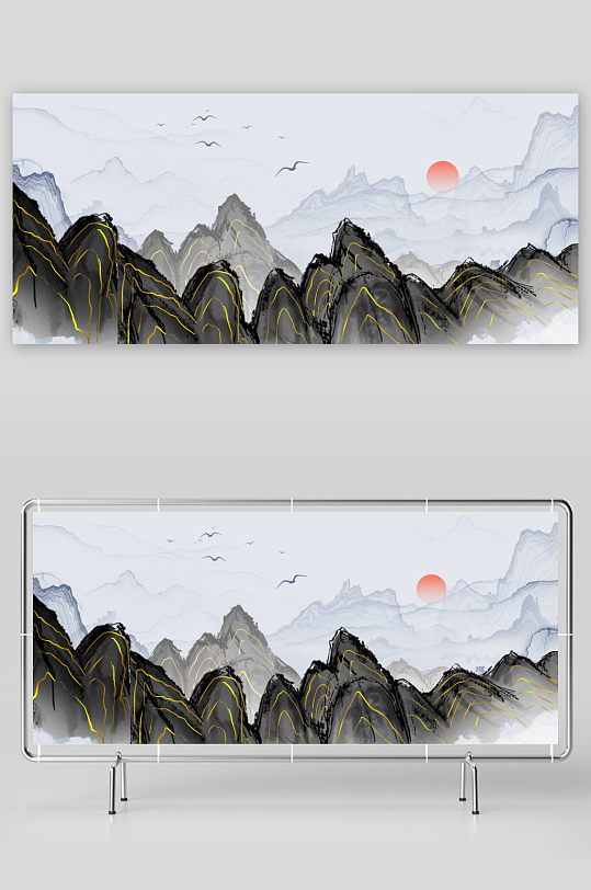 中式山水风景画装饰画-众图网