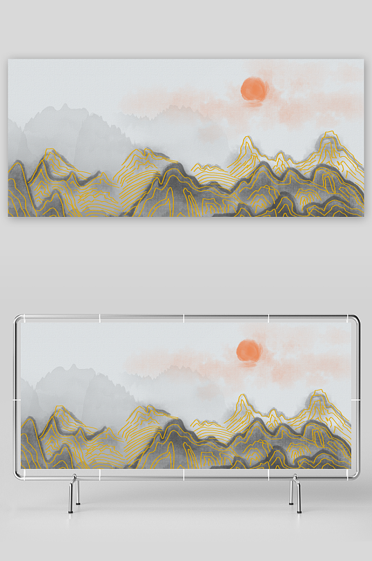 中式山水风景画装饰画-众图网