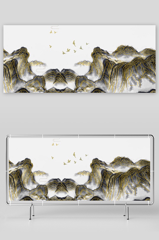 中式山水风景画装饰画-众图网