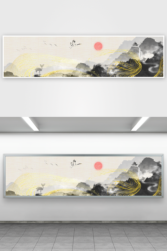 中式山水风景画装饰画-众图网