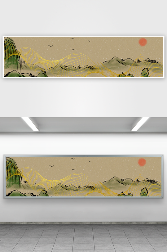 中式山水风景画装饰画-众图网