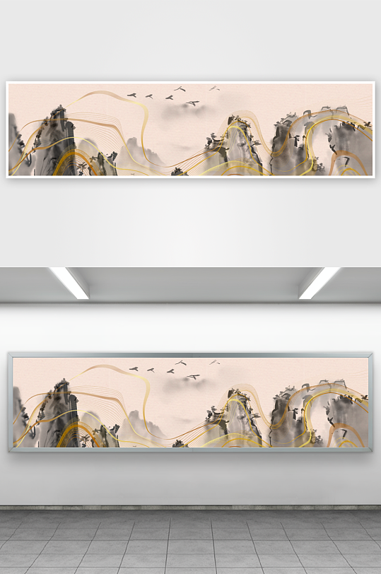 中式山水风景画装饰画-众图网