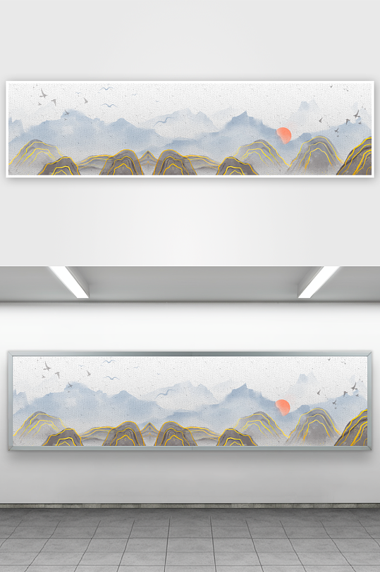 中式山水风景画装饰画-众图网