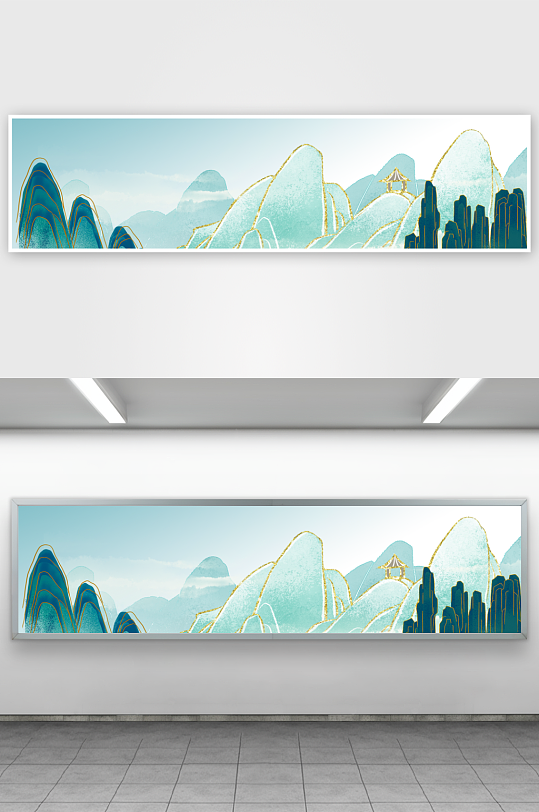 中式水墨山水风景画装饰画-众图网