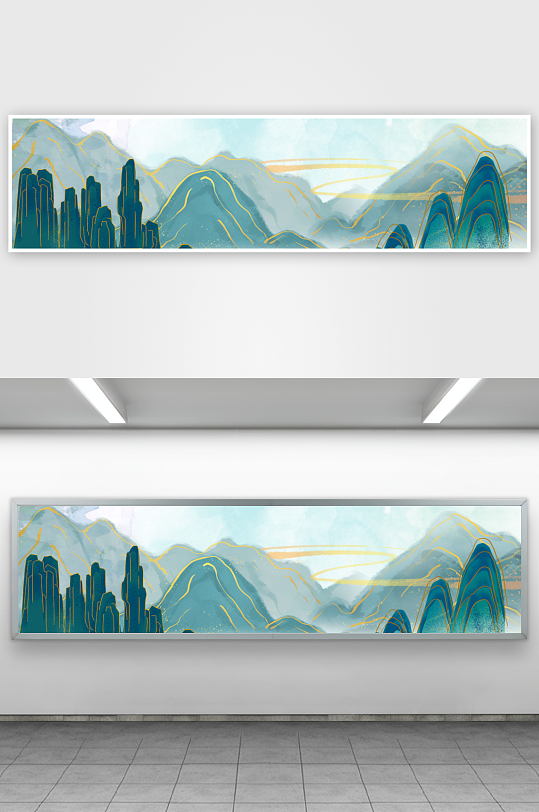 中式水墨山水风景画装饰画-众图网