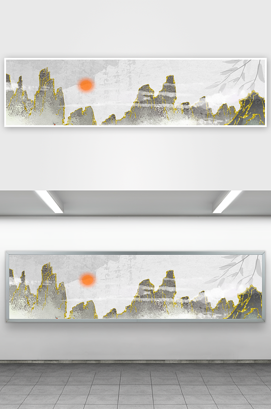 中式水墨山水风景画装饰画-众图网