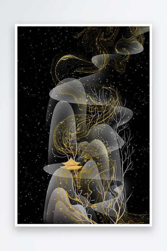 中式水墨山水风景画装饰画-众图网