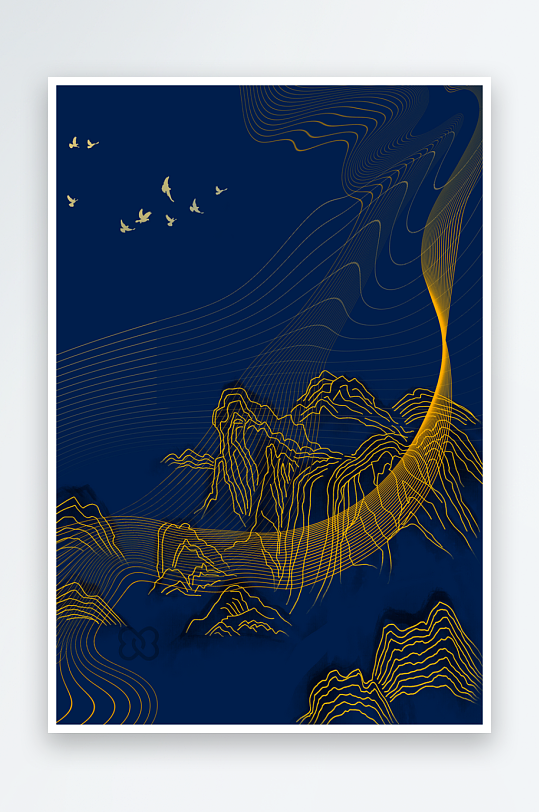 中式水墨山水风景画装饰画-众图网