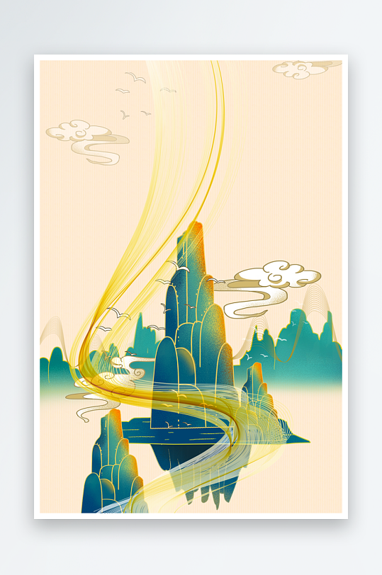 中式水墨山水风景画装饰画-众图网