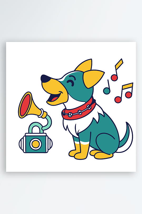 卡通狗图标插画元素-众图网