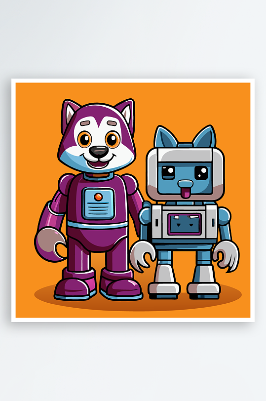 机甲卡通狗图标插画元素-众图网