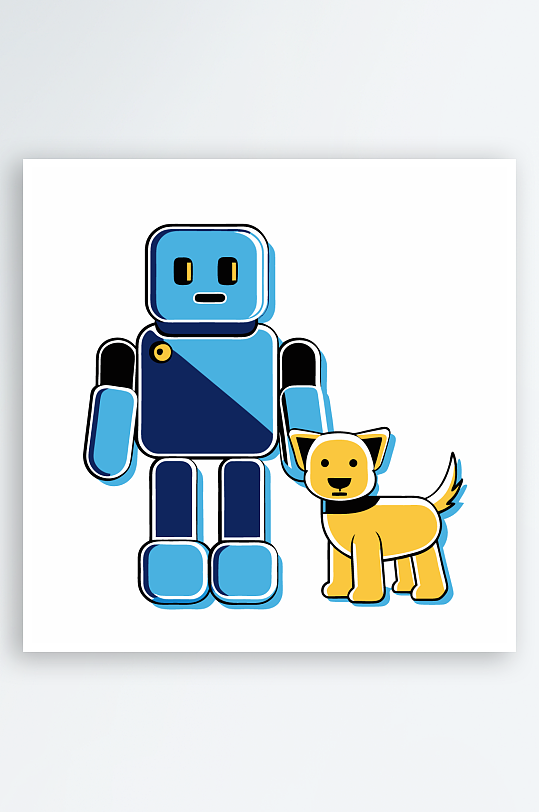 机甲卡通狗图标插画元素-众图网