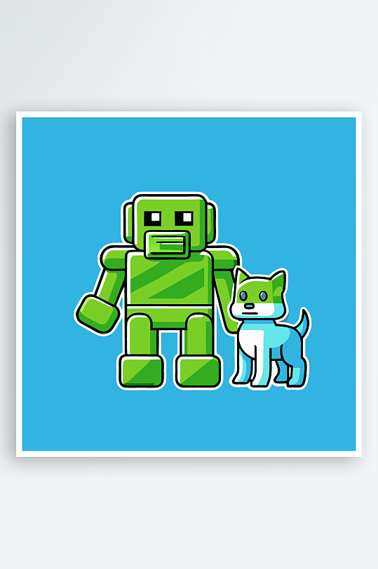 机甲卡通狗图标插画元素-众图网