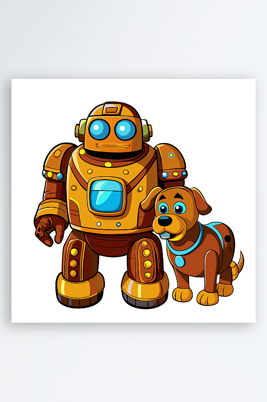 机甲卡通狗图标插画元素-众图网
