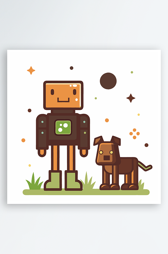 机甲卡通狗图标插画元素-众图网