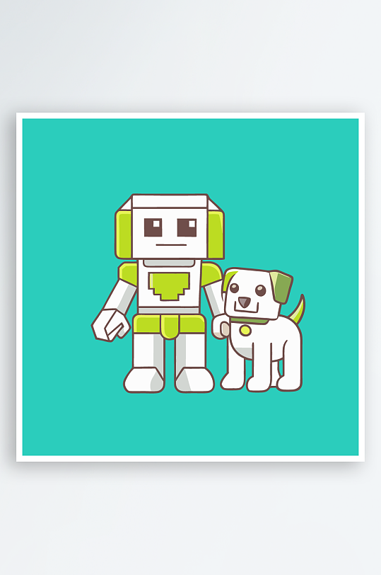 机甲卡通狗图标插画元素-众图网