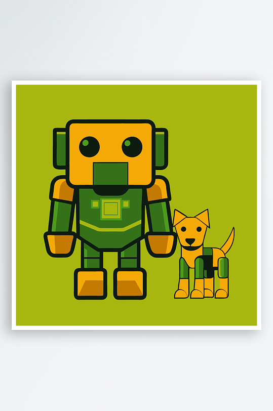 机甲卡通狗图标插画元素-众图网