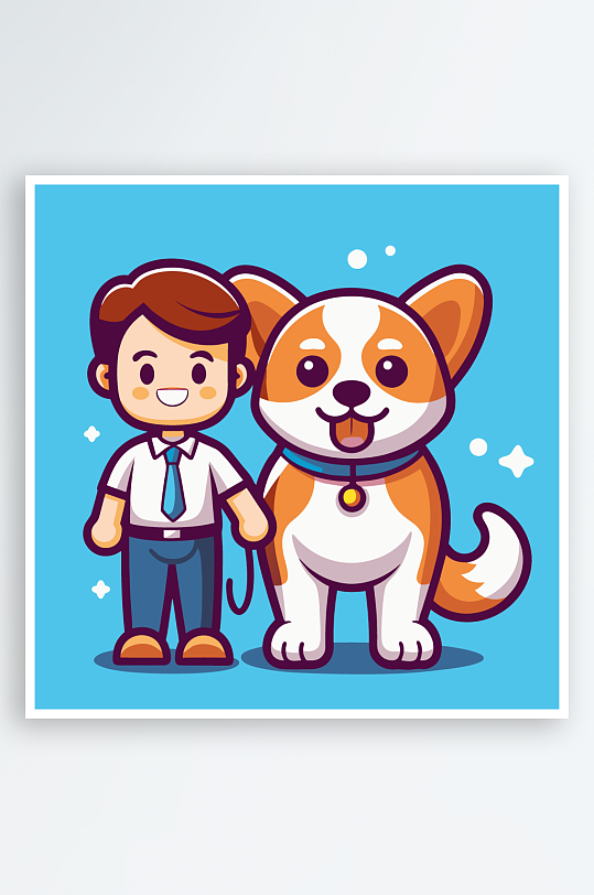 机甲卡通狗图标插画元素-众图网