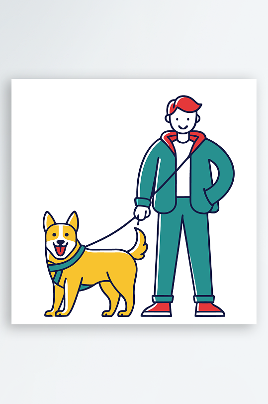 儿童卡通狗图标插画元素-众图网