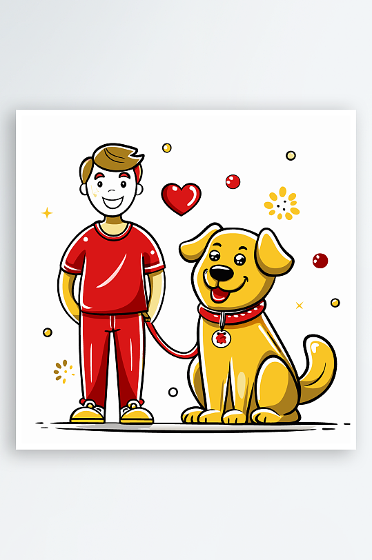 儿童卡通狗图标插画元素-众图网