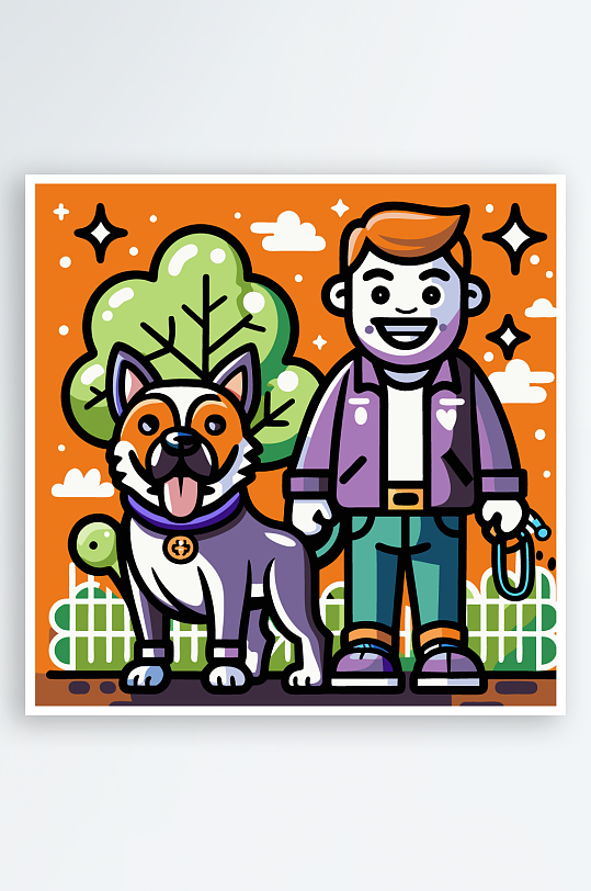 儿童卡通狗图标插画元素-众图网